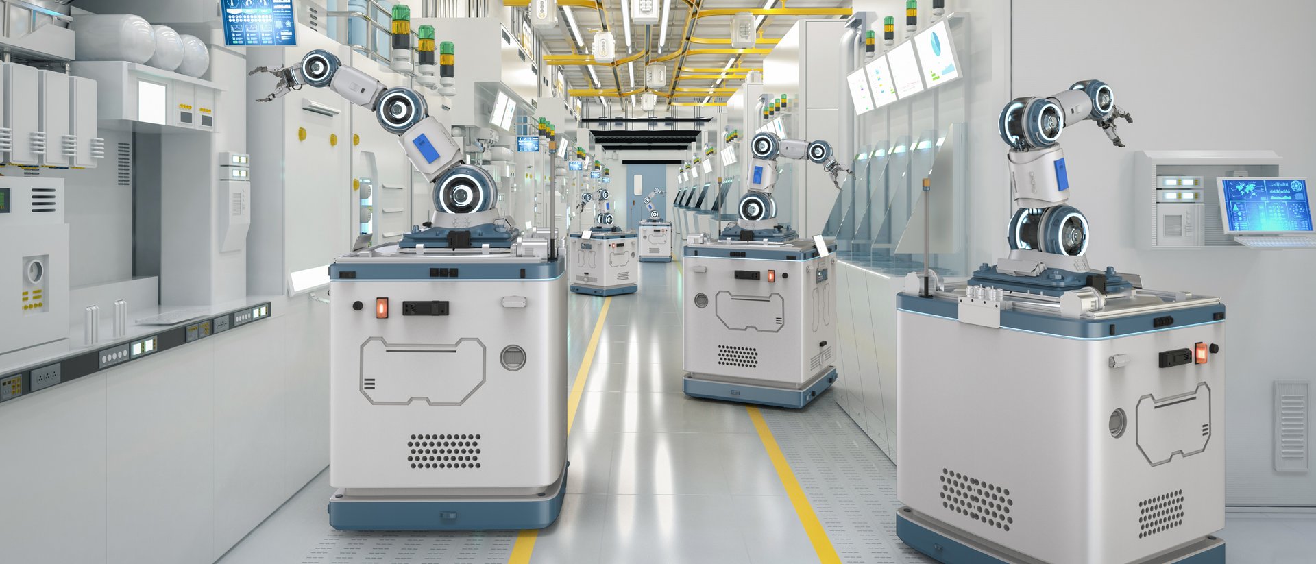 Roboter arbeiten in einem Labor